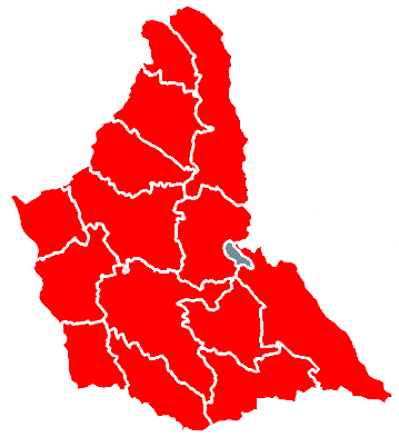 Karte des Bezirks Affoltern - rot eingefärbt